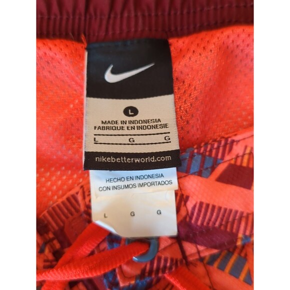 Nike Board Shorts Swim Trunks Mens Large Orange Red Geometric Board Surfing - Picture 4 of 7